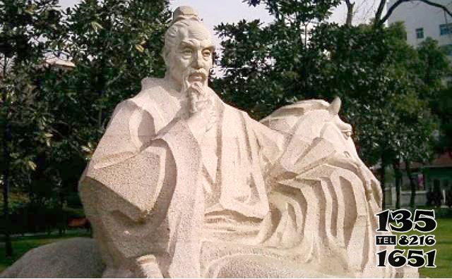 班固石雕像-砂岩石刻历史名人中国东汉文学家雕塑高清图片