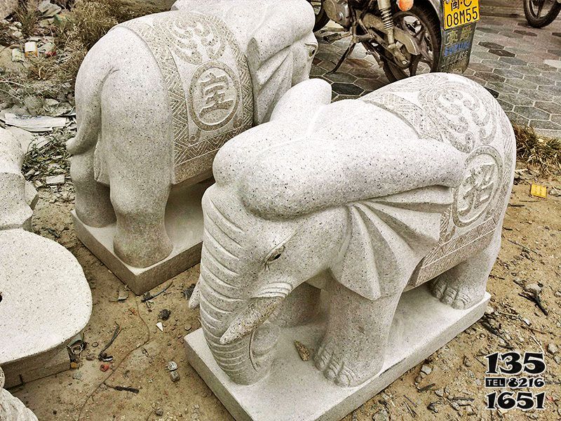 大象雕塑-庭院寺庙大理石石雕大象雕塑高清图片
