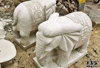 大象雕塑-庭院寺庙大理石石雕大象雕塑