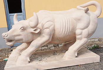 华尔街牛-街道上摆放的花岗岩石雕创意华尔街牛