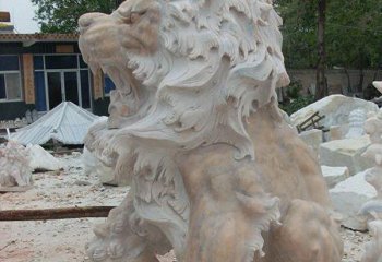狮子雕塑-大理石石雕大型仿真动物狮子雕塑