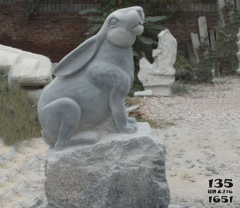 兔子雕塑-商场庭院摆件一只石雕兔子雕塑高清图片
