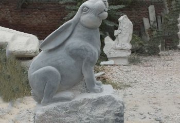 兔子雕塑-商场庭院摆件一只石雕兔子雕塑