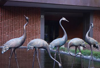 仙鹤雕塑-酒店别墅创意不锈钢仿真动物仙鹤雕塑
