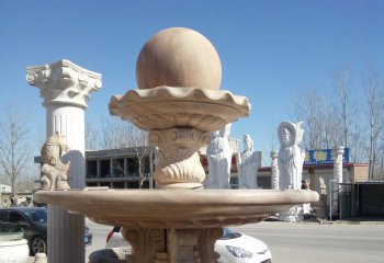 风水球雕塑-汉白玉大型风水球喷泉雕塑
