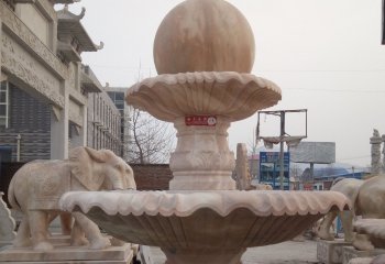 风水球雕塑-学校广场双层 大理石风水球喷泉雕塑