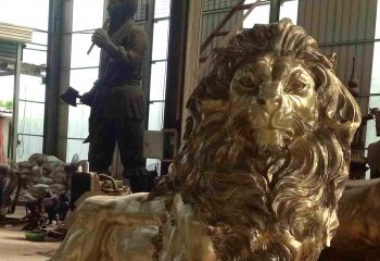 狮子雕塑-故宫景区大型仿真动物不锈钢镇宅辟邪狮子雕塑