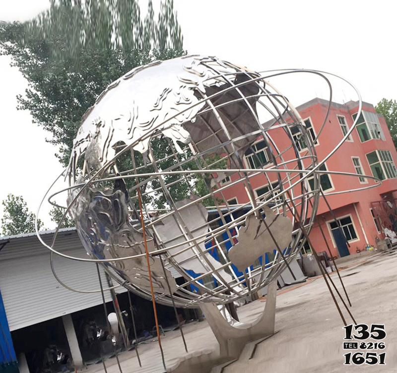 地球仪雕塑-公园创意不锈钢镂空创意地球仪雕塑高清图片