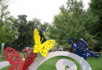 蝴蝶雕塑-花园不锈钢喷漆蝴蝶雕塑