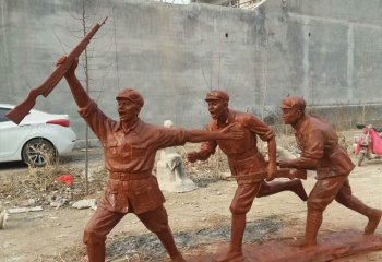 解放军雕塑-战斗园林仿铜奔跑滴解放军雕塑