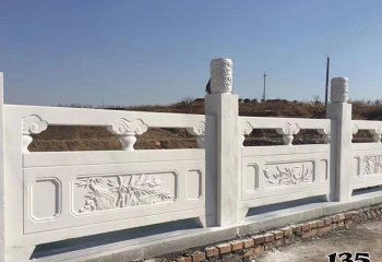 栏杆栏板雕塑-河道景区汉白玉栏杆浮雕兰梅竹菊栏杆石雕