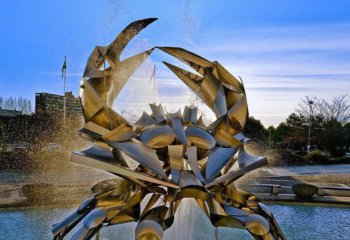 喷泉雕塑-企业不锈钢抽象螃蟹喷泉景观雕塑