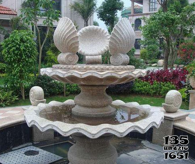 喷泉雕塑-园林景观贝壳多层大理石喷泉雕塑高清图片