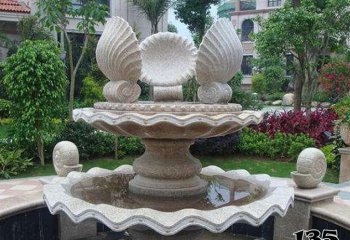 喷泉雕塑-园林景观贝壳多层大理石喷泉雕塑