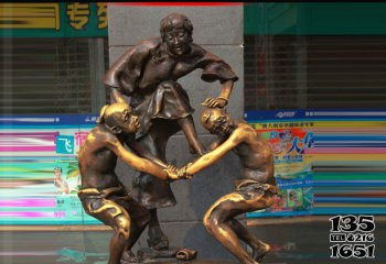 摔跤雕塑-广场铜雕摔跤小品人物雕塑