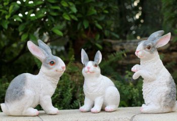 兔子雕塑-丛林三只玻璃钢兔子雕塑