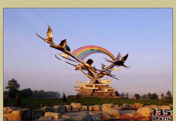 仙鹤雕塑-城市不锈钢创意飞翔的仙鹤雕塑