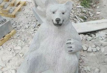 熊雕塑-动物园摆放仿真大理石白熊石雕