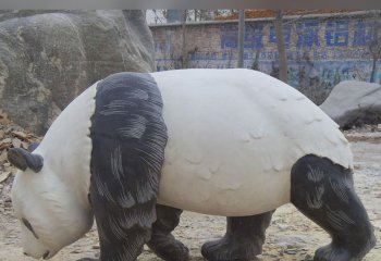 熊猫雕塑-游乐场学校摆放的仿真石雕熊猫雕塑