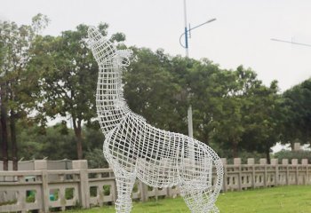 长颈鹿雕塑-户外公园不锈钢镂空长颈鹿雕塑