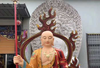 地藏王雕塑-户外大型玻璃钢彩绘佛像地藏王雕塑