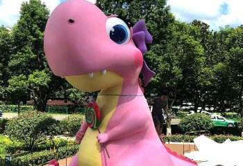 恐龙雕塑-公园大型仿真卡通粉色恐龙雕塑