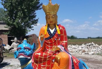 地藏王雕塑-户外景区大型玻璃钢彩绘佛像地藏王雕塑