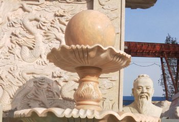 风水球雕塑-公园广场晚霞红石大风水球喷泉雕塑
