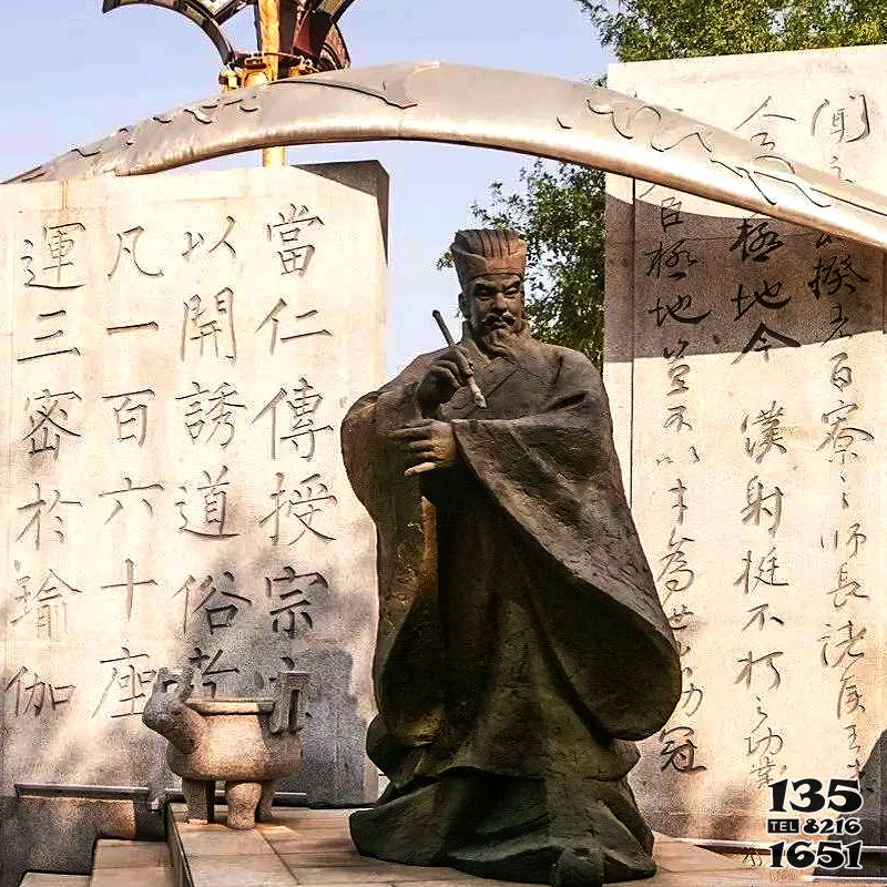 柳公权雕塑-广场摆放中国古代著名书法家柳公权玻璃钢仿铜雕塑像高清图片