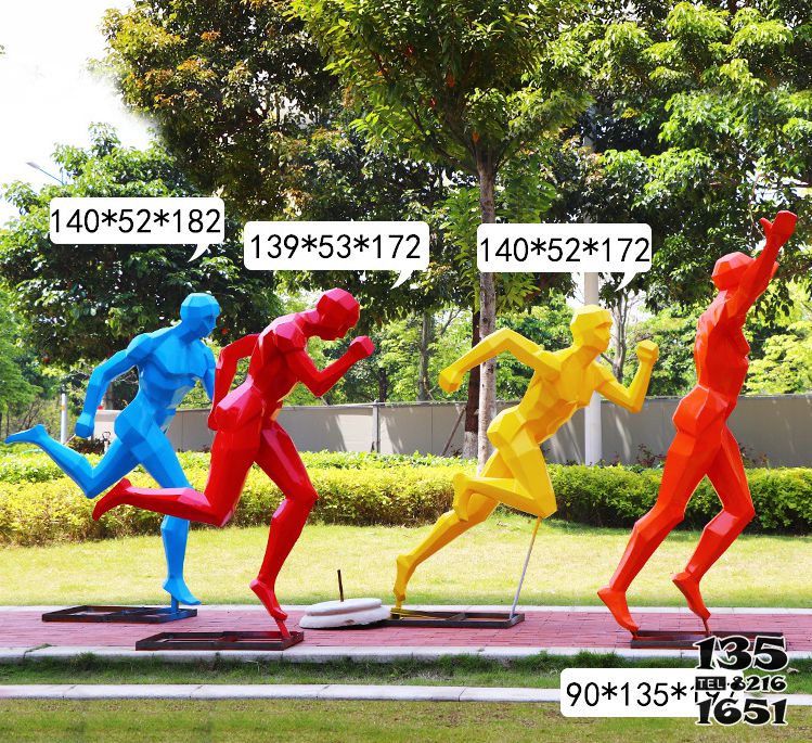 跑步雕塑-校园操场户外玻璃钢运动跑步人物雕塑高清图片