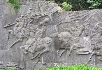岳飞元帅石刻浮雕-公园景区历史名人石雕壁画