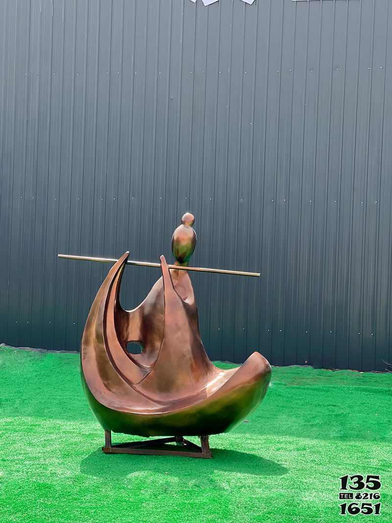 吹奏雕塑-不锈钢仿铜抽象吹笛子园林户外景观吹奏雕塑高清图片