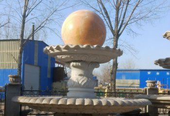 风水球雕塑-大理石现代广场风水球喷泉雕塑