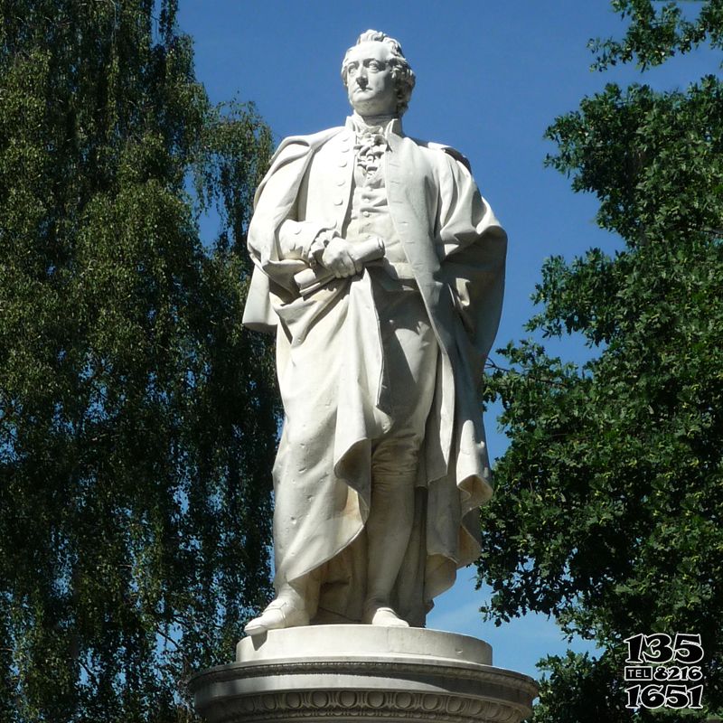 歌德雕塑-汉白玉广场世界著名科学家歌德雕塑高清图片