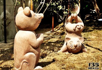 老鼠雕塑-户外广场创意大理石玩耍的老鼠雕塑