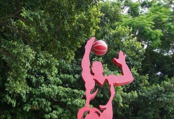 篮球雕塑-不锈钢公园剪影打篮球人物雕塑