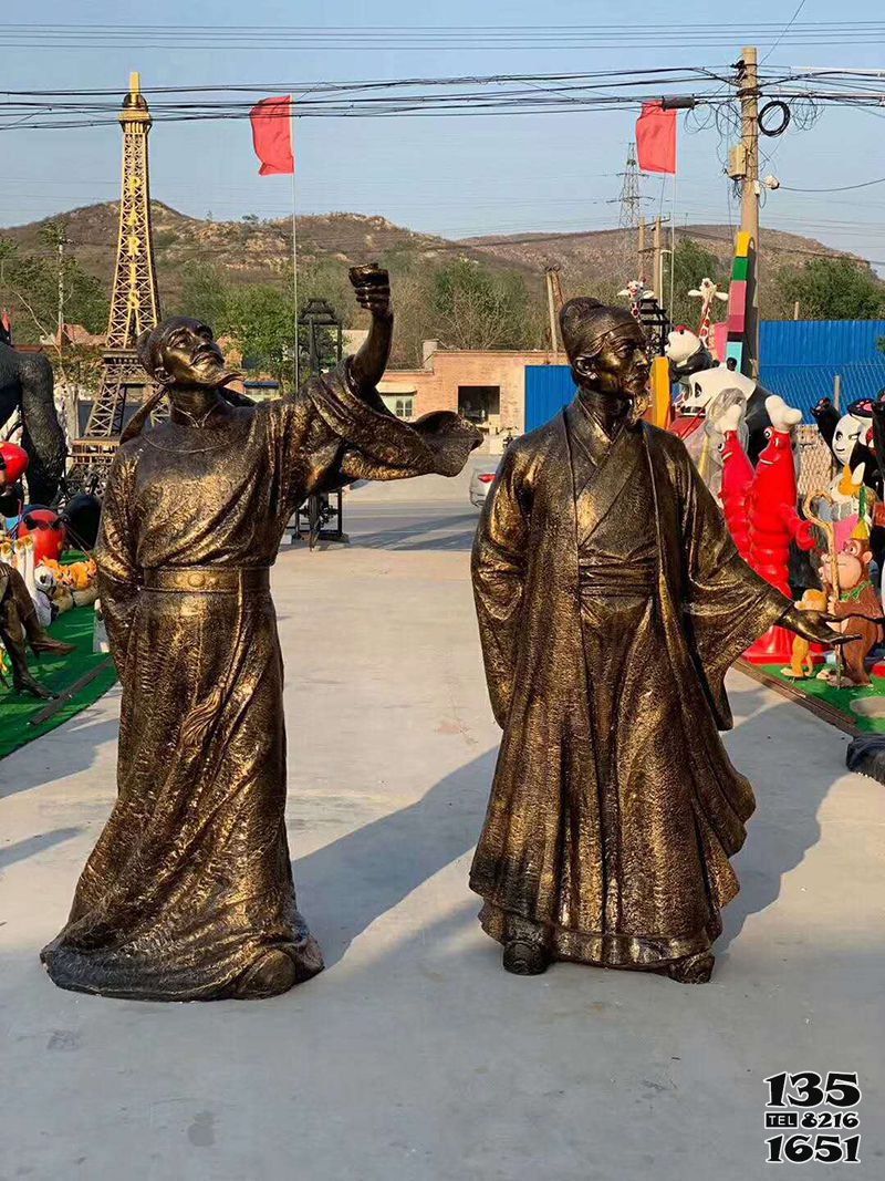李白杜甫雕塑-玻璃钢历史名人古代著名诗人李白杜甫雕像高清图片