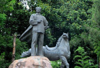 毛泽东雕塑-公园毛主席和马景观铜雕毛泽东雕塑