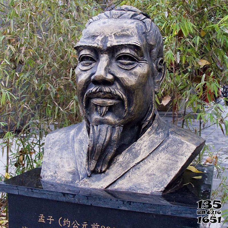 孟子雕塑-园林景观著名哲学家孟子胸像铸铜雕塑高清图片