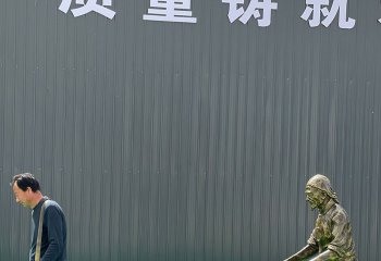 农耕雕塑-播种人物雕塑-中国农耕播种劳动人物情景雕塑