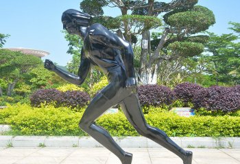 跑步雕塑-公园林景观玻璃钢抽象跑步运动人物雕塑摆件
