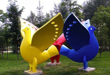 鸽子雕塑-公园仿真创意彩绘玻璃钢鸽子雕塑