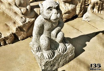 猴子雕塑-街道摆放的青石石雕创意猴子雕塑