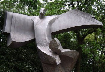 李白雕塑-公园文化名人诗仙李白抽象铜雕