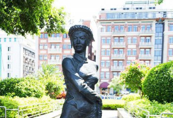 女孩雕塑-景区广场少数民族青铜女孩雕塑