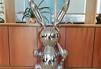 兔子雕塑-室内摆件一只不锈钢兔子雕塑
