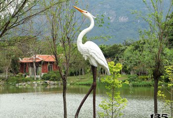 仙鹤雕塑-户外池塘玻璃钢大长腿仙鹤雕塑