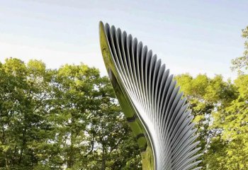 羽毛雕塑-户外草坪大型不锈钢创意抽象羽毛雕塑
