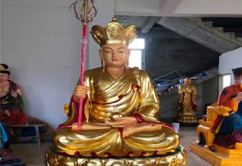 地藏王雕塑-寺庙大型神佛菩萨不锈钢喷金地藏王雕塑