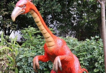 恐龙雕塑-户外草坪玻璃钢红色恐龙雕塑